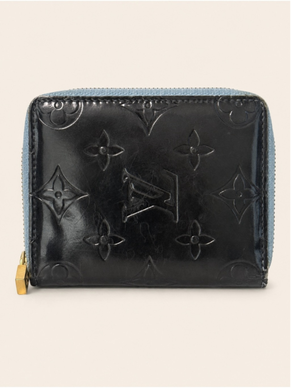Louis Vuitton Monogram Vernis Zippy Coin Purse Black Blue